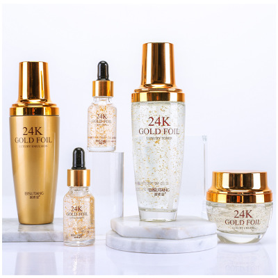 Korean 24K Gold Face Care Hydrating Serum Anti wrinkle Moisturizing Cream 24K Gold Serum Set Whitening Skin Care Set Face Serum