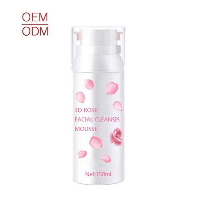 Ze Light OEM 150ml Rose Foaming Cleansing Mousse Moisturizing Facial Cleanser 3D Rose Mousse Rose Cleansing Mousse