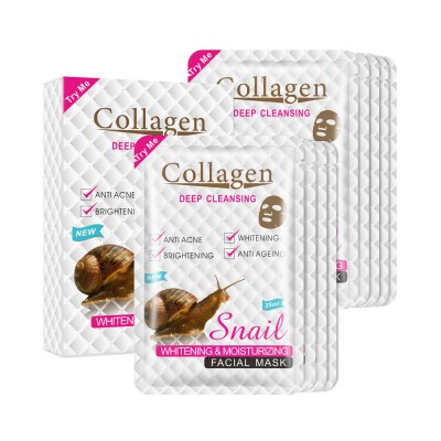 Ze Light Snail Collagen Face Sheet Mask Korean Repairing Oil Control Shrink Pores Facial Whitening Hydrating Sleep Mask